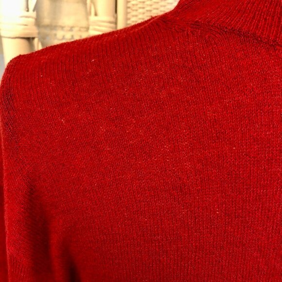 Saturdays NYC Sweater Sean Mock Turtleneck Red Crepe Rib *FLAW* size Medium - Picture 8 of 16